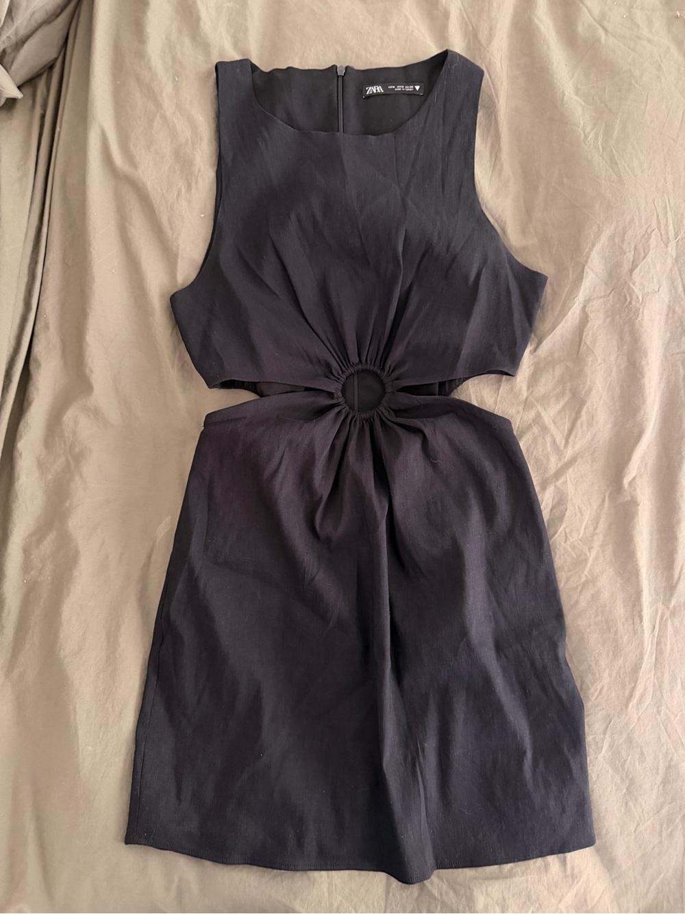 Zara Black Sleeveless Mini Dress with Ring Cutout